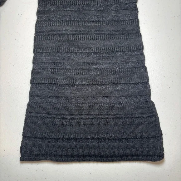 ASOS‎ Design Black Sweater Sheer Stripes 10 Long Sleeve Crew Neck Flared Sleeves - Picture 3 of 7